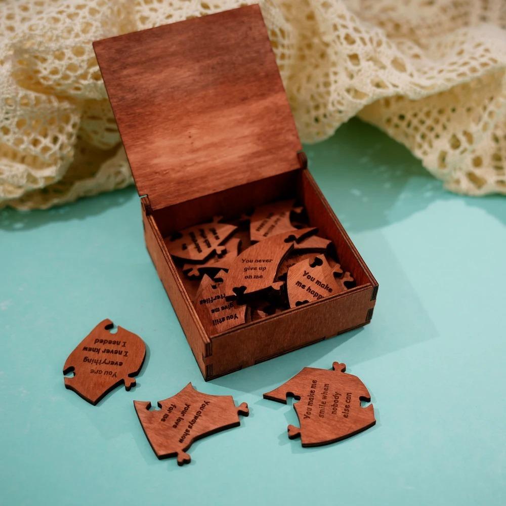 Anniversary 20 Reasons Why I Love You Wooden Couple Love Puzzle Puzzle in Wood Box  For Him and Her