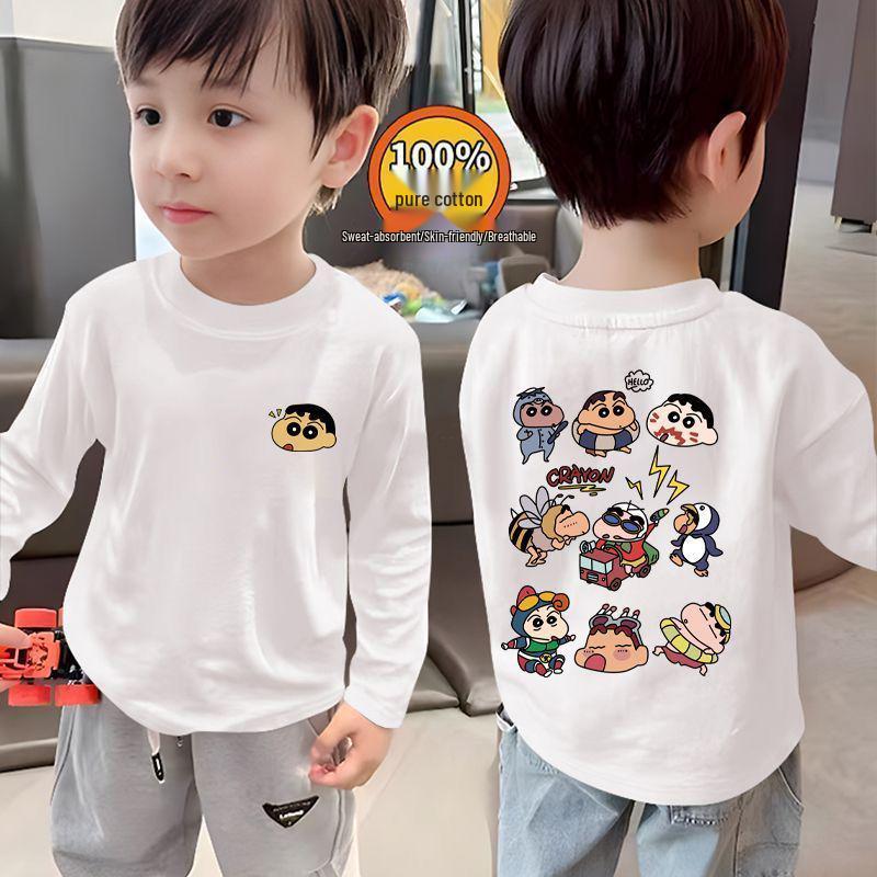 

Trendy Kids Pure Cotton Long Sleeve Cartoon Top – Thin, White, Unisex Base Layer 140 cm