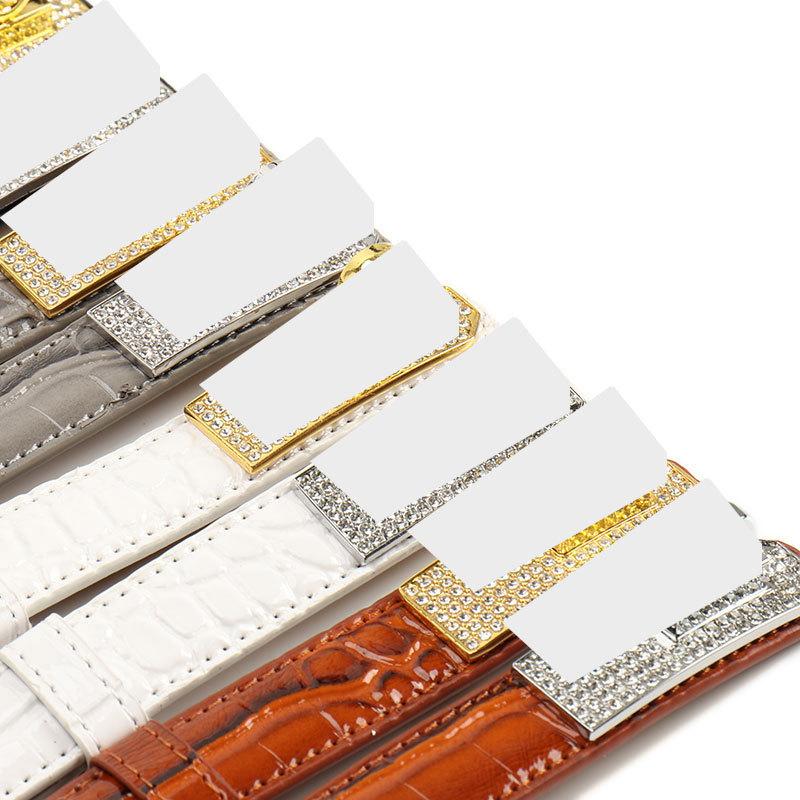 A Versatile Women's Dress with Rhinestone Alloy Lock Belt, A High-end Women's Belt with Double Buttons