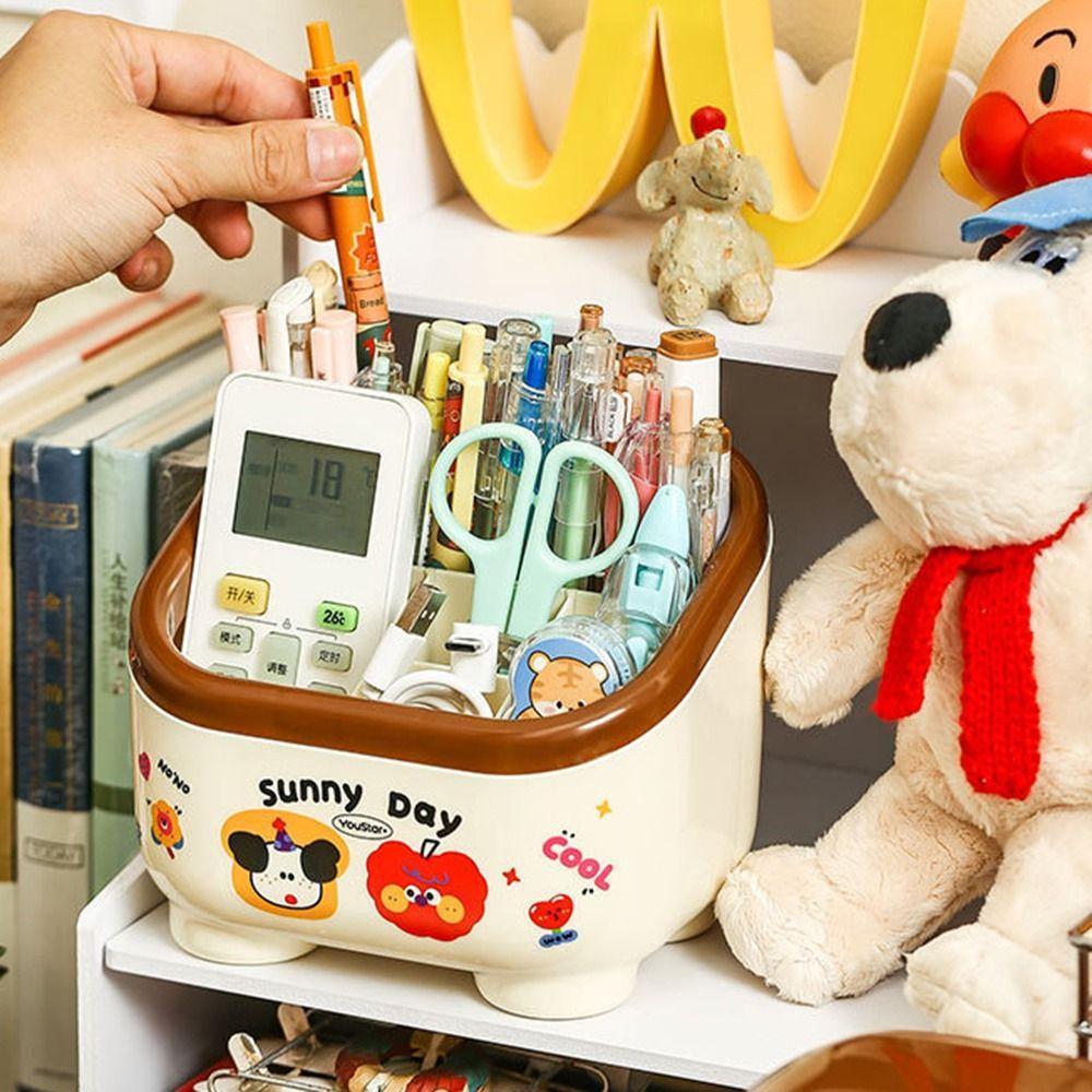 Large Capacity Desktop Pen Holder Cartoon Desktop Container Durable Pencil Organizer  School