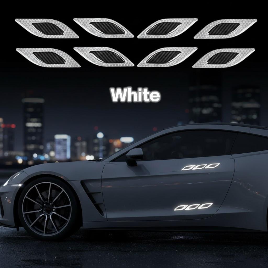 Reflective Sticker Warning Tape for Car Hood Eyebrow Reflector Adhesive Carbon Fiber Universal Safety Decal Vehicle Exterior