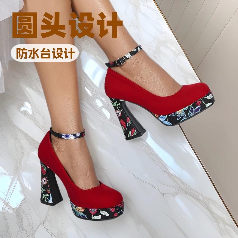 

Source 2025 European and American popular high heels shoes single shoes women s shoes thick heel work shoes straps women s shoes high water table 45 коричневый