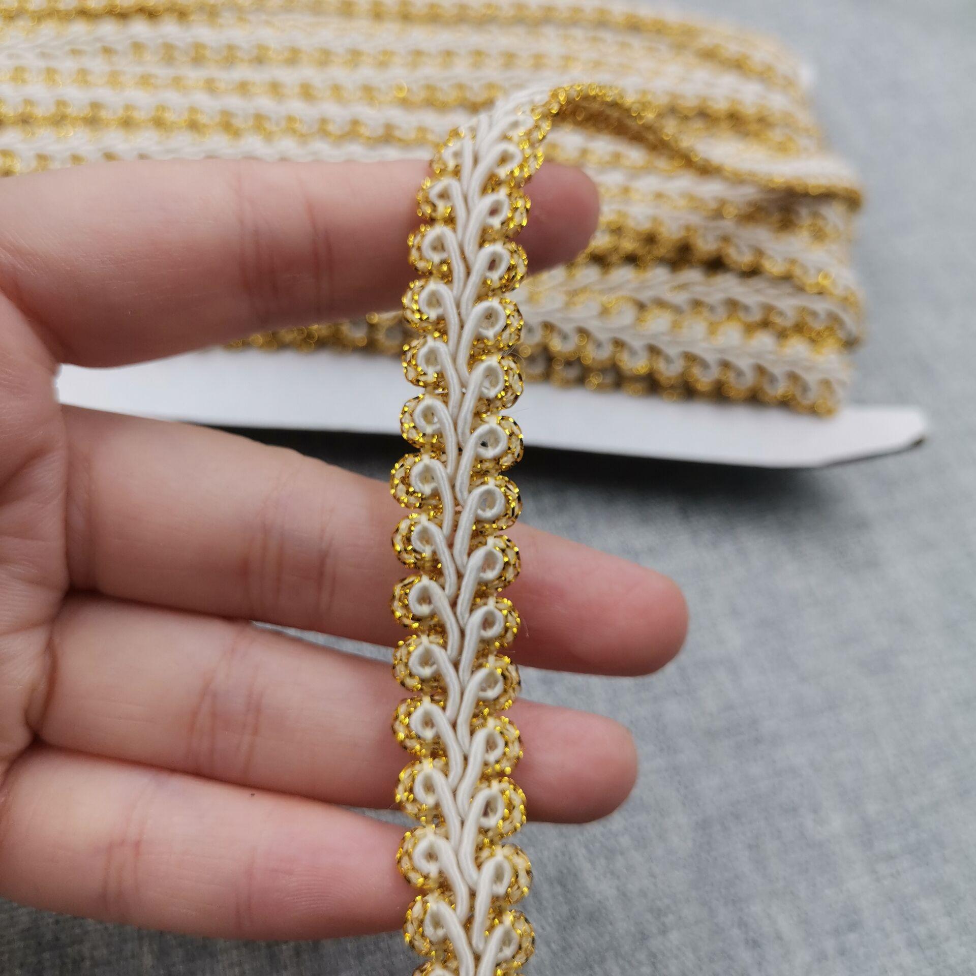 

12 мм золотая и серебряная двухцветная кружевная елочка в виде сороконожки для аксессуаров одежды