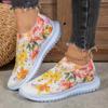 Fashion 2024 Women's New Soft Printed Flat Shoes Autumn Breathable Thick-Soled Sports Shoes Women's Chinese Style Flower Casual Shoes