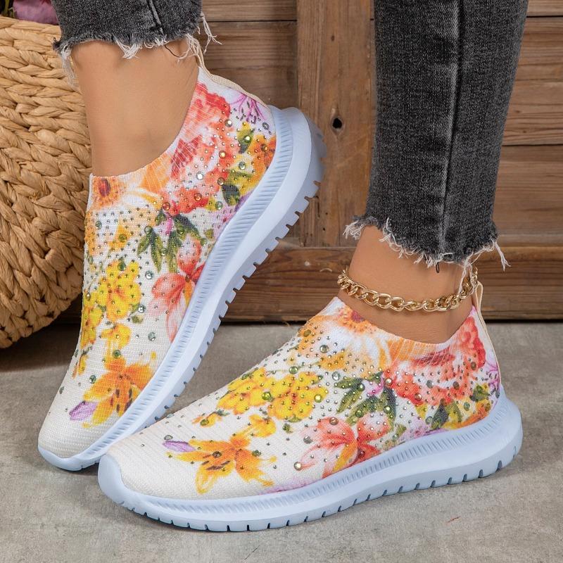 fashion 2024 Women's New Soft Printed Flat Shoes Autumn Breathable Thick-Soled Sports Shoes Women's Chinese Style Flower Casual Shoes