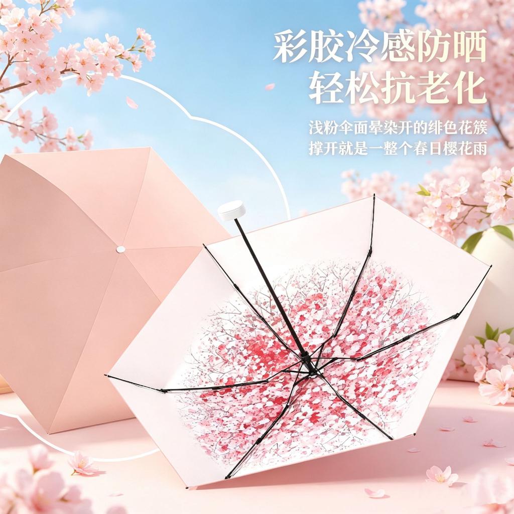 Small pocket umbrella, convenient, fresh color glue sunscreen, 50% off portable umbrella, sun umbrella, sun and rain sunshade umbrella