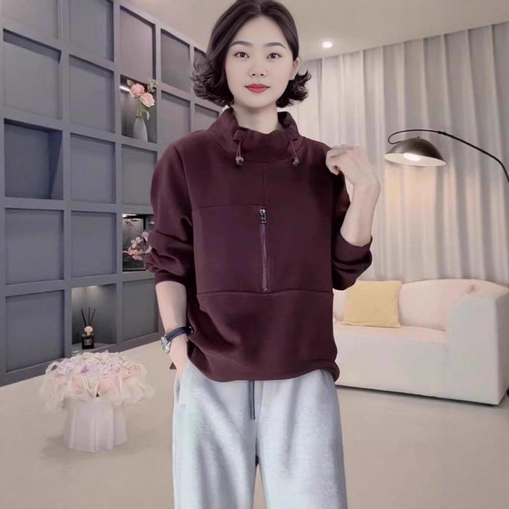 Autumn 2025 Women's Loose Korean Style Hoodie Pullover, Long Sleeve Casual College Style Top, Slimming Fit.