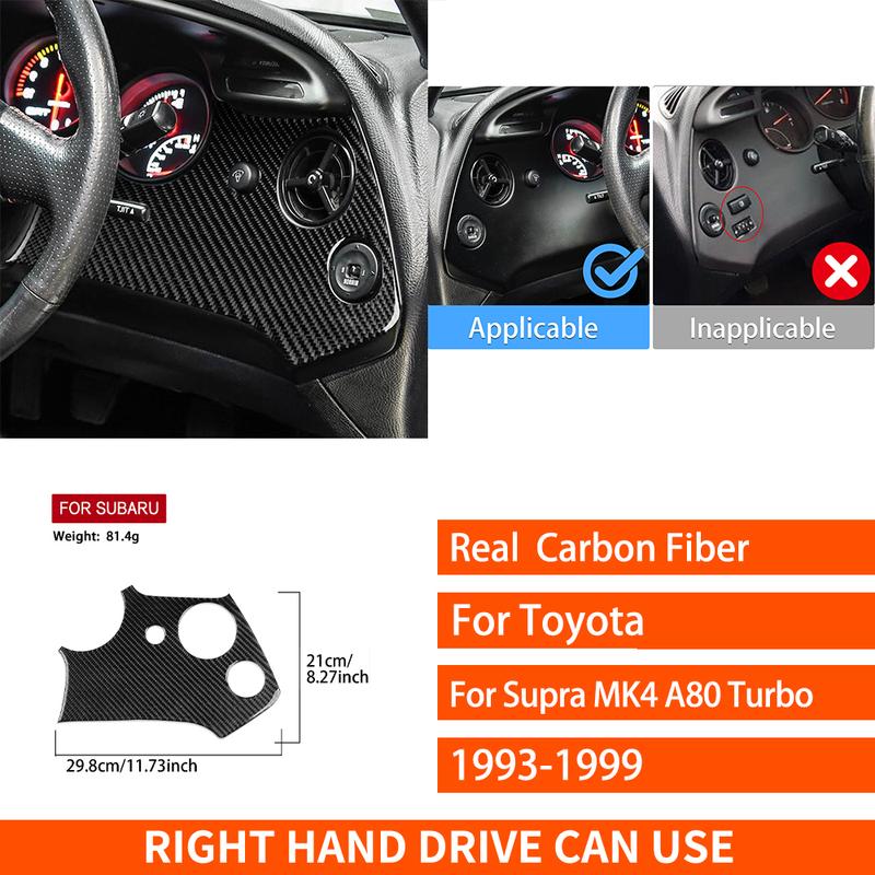 For Toyota Supra MK4 A80 Turbo 1993-1999 Real Carbon Fiber Stickers Driver's Dashboard Air Vent Panel Car Accessories Decorative