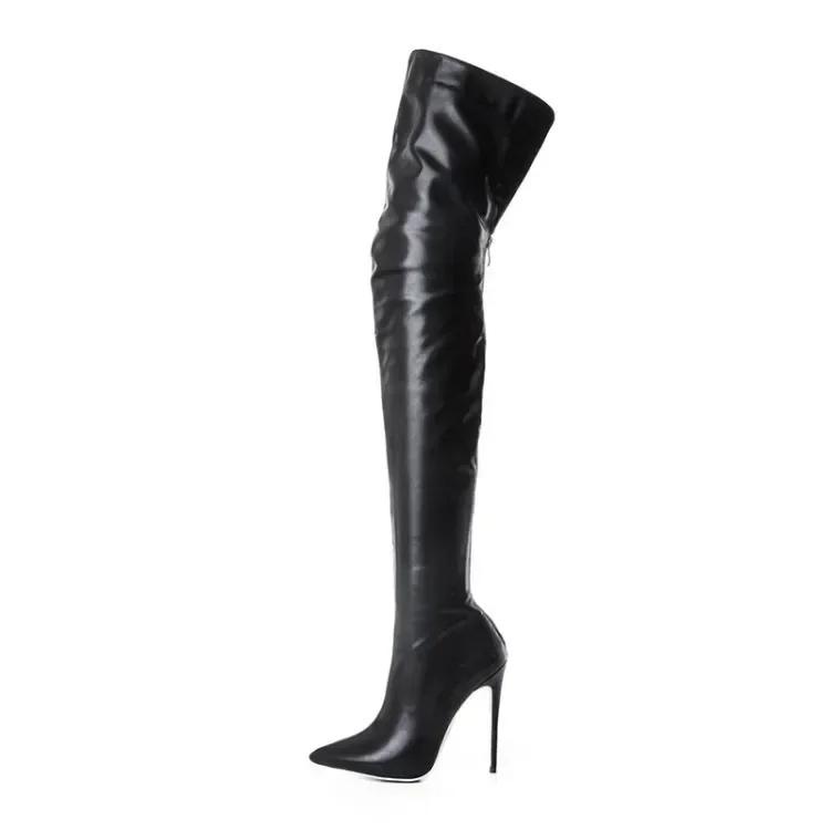Módní Sexy Stiletto Ultra Extrémně Vysoké Podpatky Večerní Klub Párty Stehenní Kozačky Ženy Štíhlá Noha Strečové Nadkolenní Kozačky Boty 46