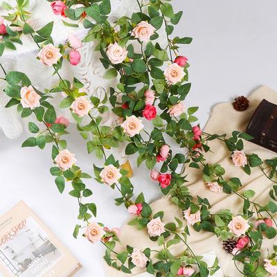 Multicolor Artificial Rose Flower Vine Silk Petal Ornament Wall Hanging Garland Photo Props DIY Accessories