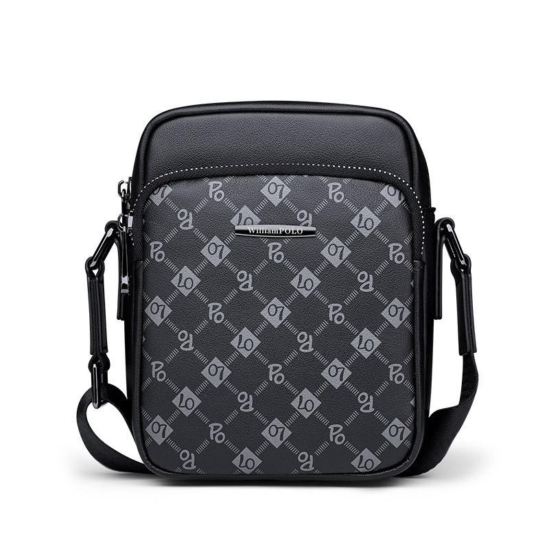 Crossbody Bag Men With A High-end Feel New Large Capacity Shoulder Leather Casual Travel Men s 19x14x6 чёрный