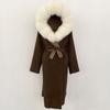 OFTBUY Winter Women Coat Real Natural Fox Fur Hooded Detachable Collar Double-faced Woolen Jacket Long Casual Elegant Overwears