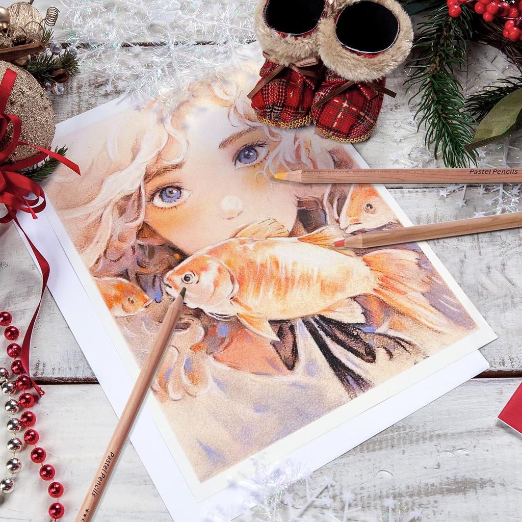 LIGHTWISH Professionelle Buntkohle Professioneller Pastellstift Weiche Buntstifte zum und Verblenden für Anfänger und Künstler Stifte, 24-Farbig