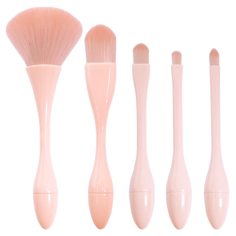 Portable 5-Piece Mini Makeup Brush Set: Powder, Blush, Eyeshadow