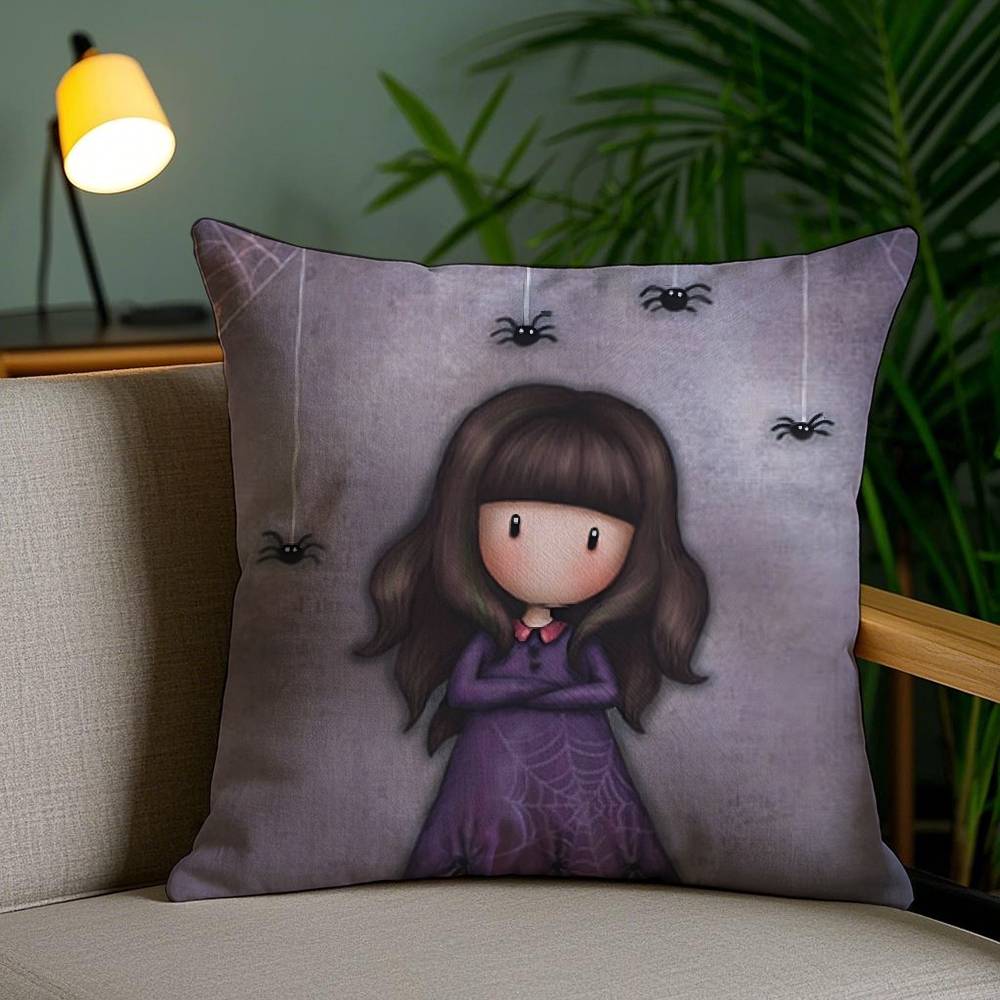 Gorjuss Cartoon S-Santoro Gorjuss Pillow Case Anti-Dustmite Pillowcase Invisible Zipper Silky Short Plush Sofa Cushion Cover