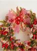 50CM Christmas Wreath with Bow and Vine Ornaments for Door Decoration