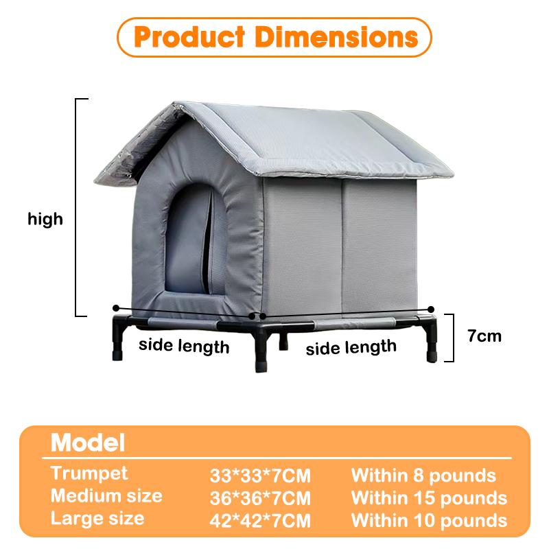 Stray Cat Dog House Waterproof Elevated Kitty Pet House Pad Outdoor Winter Warm Pet Cave Washable Weatherproof Cat Shelter