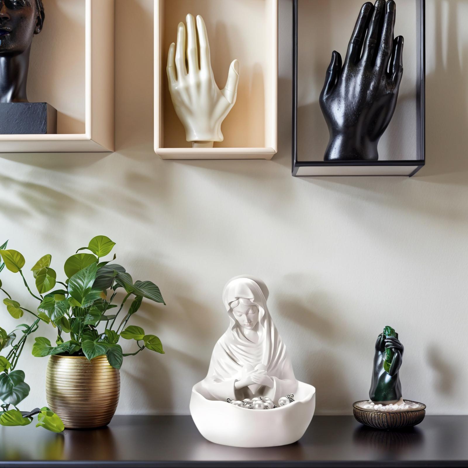 Virgin Mary Rosary Holder Elegant Our Lady Virgin Mary Rosary Holder Sacred Sculpture Religious Holy Blessed Figurine for CN