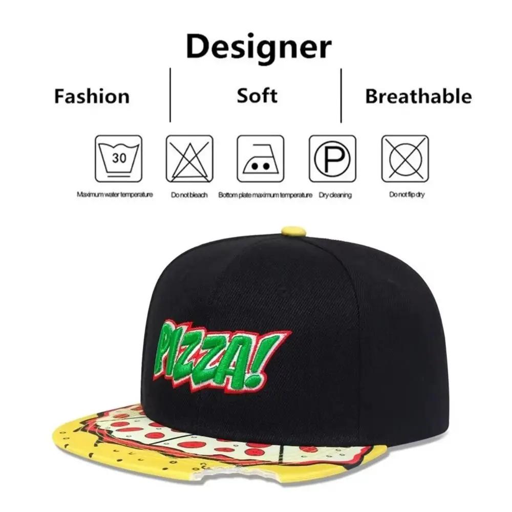 High Quality Casual Hip Hop Hats PIZZA Embroidery Adjustable Baseball Cap Breathable Snapback Hats Unisex