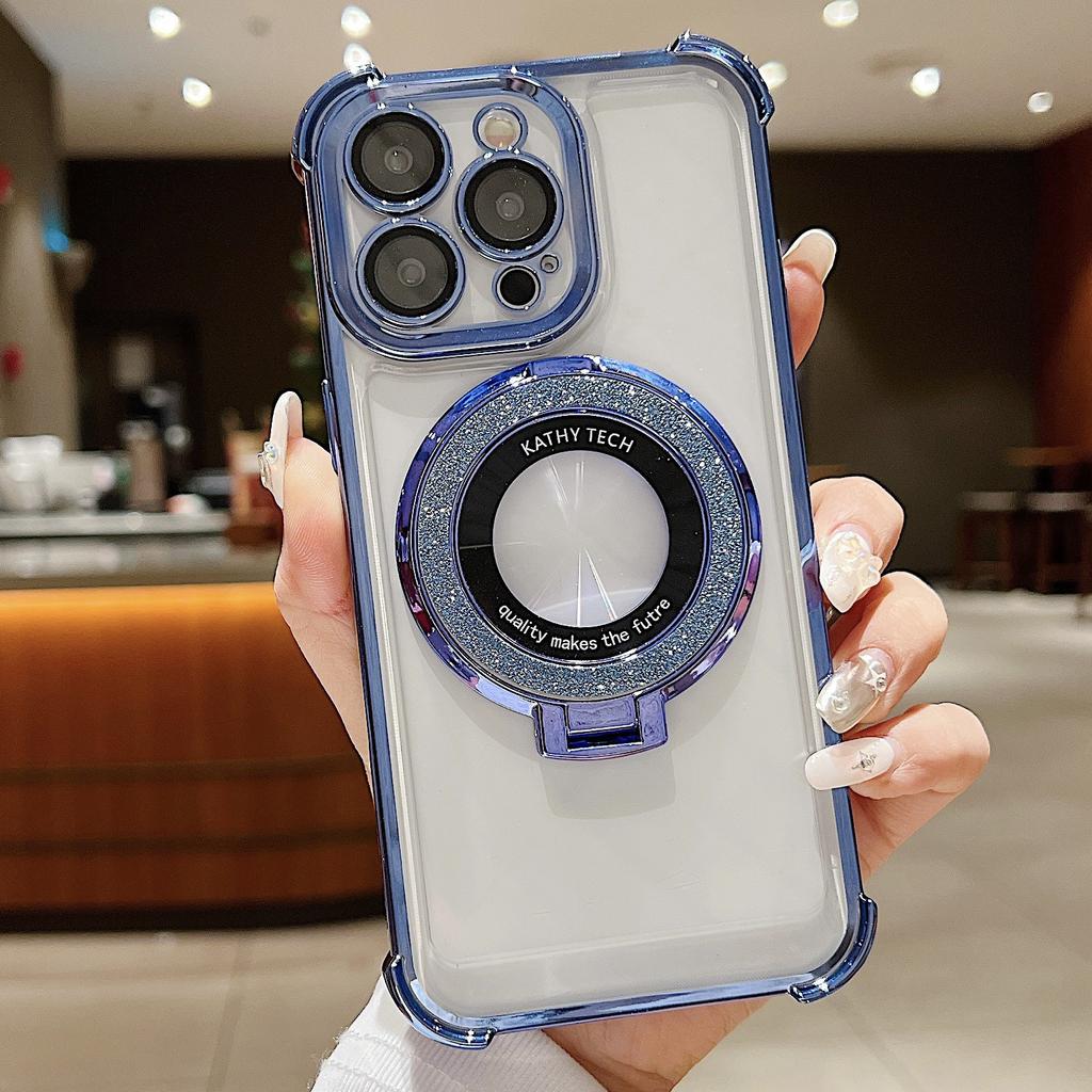 Applicable To IPhone16 Magnetic Suction Mobile Phone Case Airbag Anti-fall Case Apple 15 Promax14/13 with Lens Film