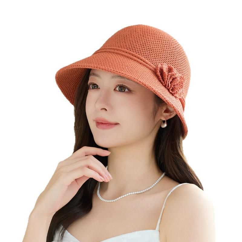 2026 new knitted basin hat women's summer thin breathable sun hat elegant middle-aged and elderly fashion versatile mother hat