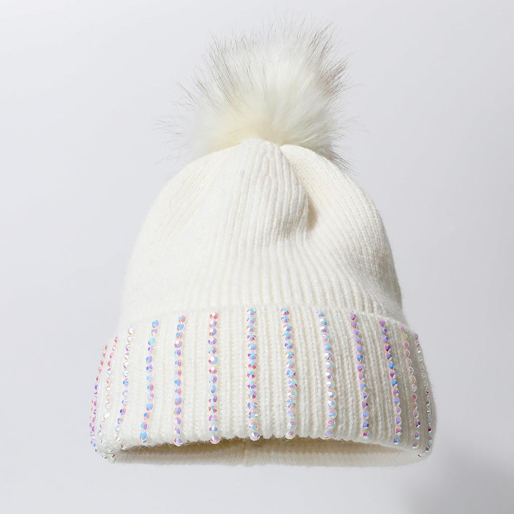 Knitted Hat Thickened Cold-Proof And Warm Wool Ball Pullover Hat Winter Outdoor Stacking Hat