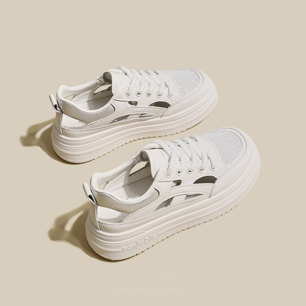 Breathable thin little white shoes women's spring and summer new muffin bottom thick sole versatile casual hollow sports shoes