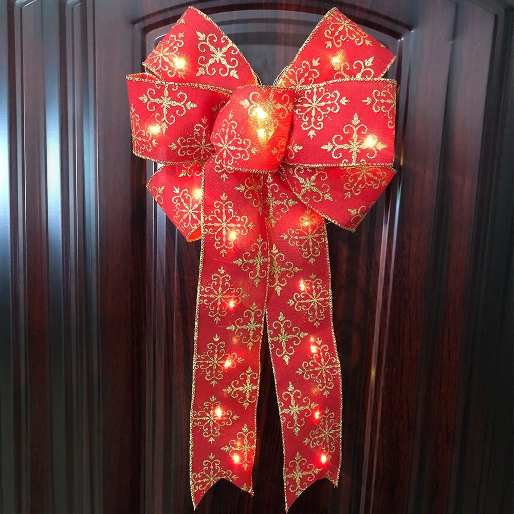 Red Led Charming Butterfly Bow Decoration For Christmas Tree And Door Festivities