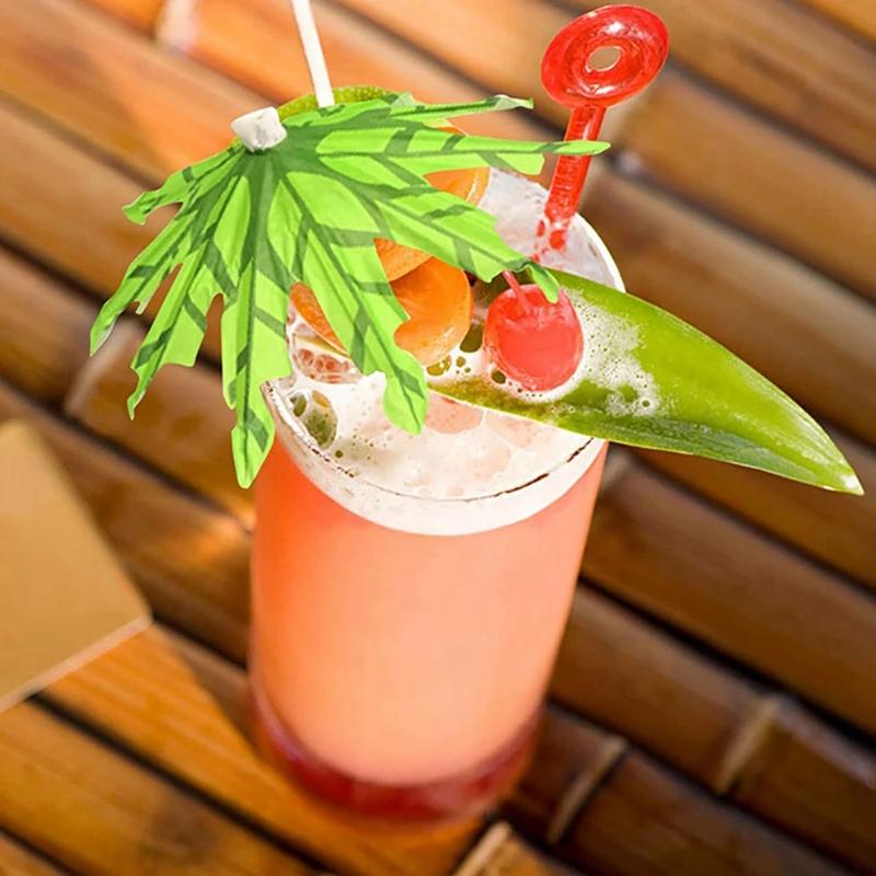 10-30pcs Tropical Palm Tree Paper Umbrella Cocktail Food Fruit Picks Cupcake Toppers Hawaiian Birthday Party Wedding Decorations