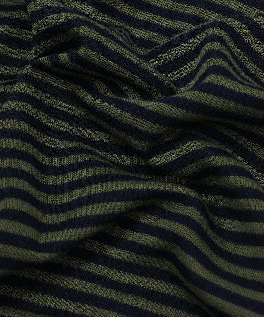 Slow Record House Striped Knit Zip-Up Hoodie_Khaki