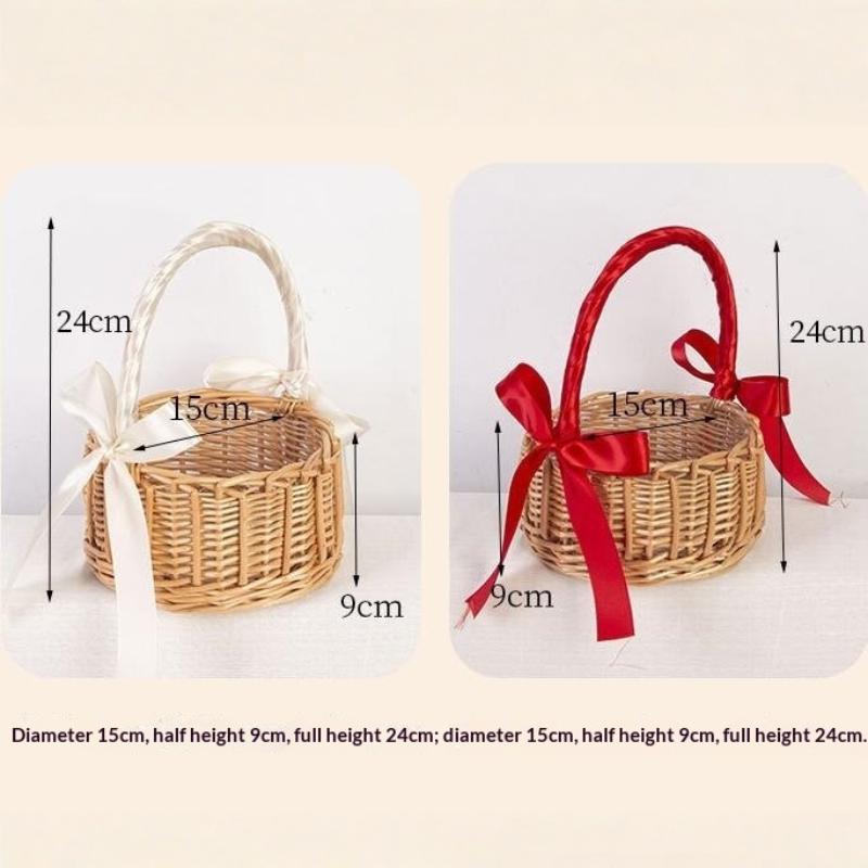 1Pcs Woven Flower Basket Rattan Storage Basket Handmade Organizer Rustic Storage Rack for Entryway Shoes or Toys