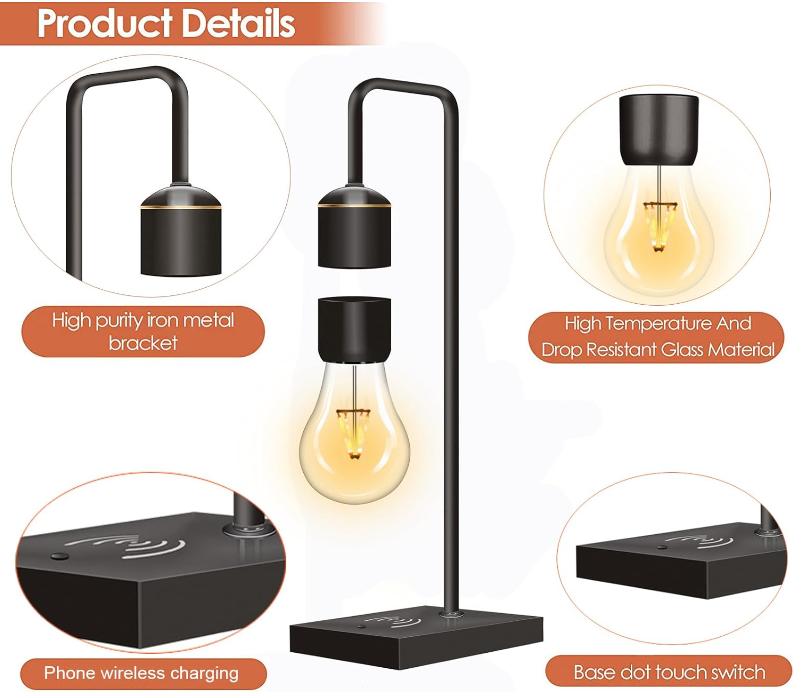Modern Simplistic Magnetic Levitating Lamp Wireless Charger Night Light Warm Decorative Bulb Floating Smart Home LED Lights