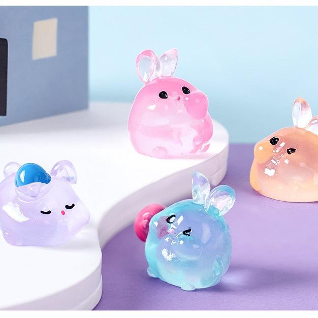 Glow-in-the-Dark Cute Rabbit Figurine - Small Desktop/Car Ornament No. 1