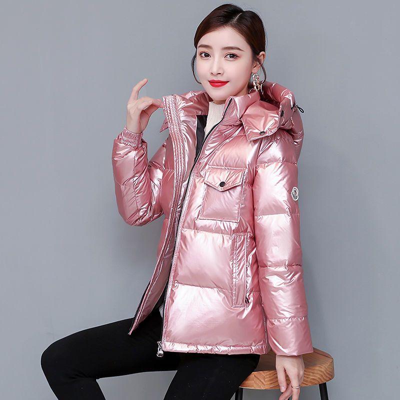 New Down Jacket Women's Short Thickened White Duck Down Jacket Women's Tide Ins Winter Bright Light Leave-in Down Jacket