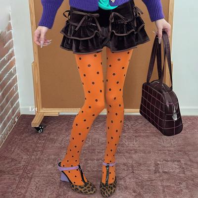 Collant Pois Primavera 2026 Donna Vintange 80D Collant Sexy Semi-Coprenti Collant Resistenti con Controllo Vita Stile Y2K