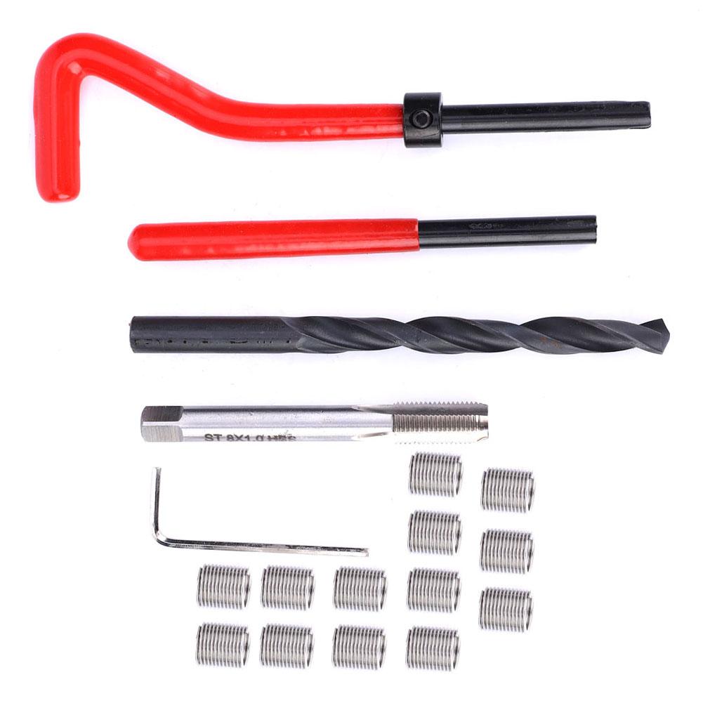 20 Pcs Thread Repair Kit M8x1 Stainless Steel Rethreading Tap Set for Female Thread Repairing Insert Sleeve
