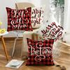 Autumn and Winter Red and Black Checkered Letter Pillow Cover Digitally Printed Pillow Pillow Cover Home Cushion Cover