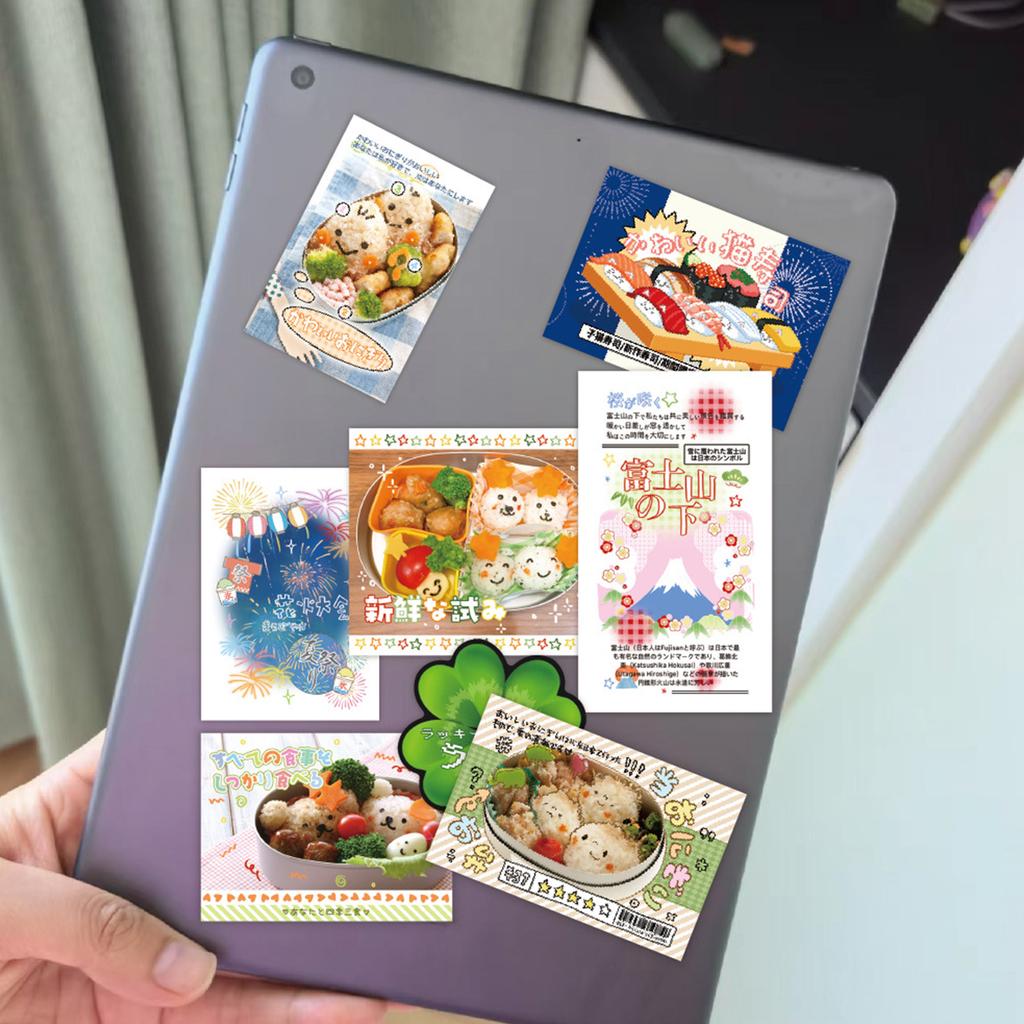 30 Sheets Retro Sticker Japanese Snack Sticker Waterproof Water Bottle Sticker Lovely Decorative Sticker for Scrapbook