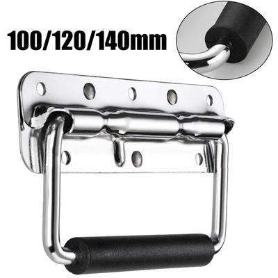 Spring Loaded Handle Stainless Steel Rubber Handle Hardware Carry Speaker Case Box Folding HandleTool Box Movable Knobs
