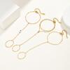Stainless Steel Finger Ring Bracelet for Women, 18K Gold Plated Waterproof Hand Chain Tarnish Free