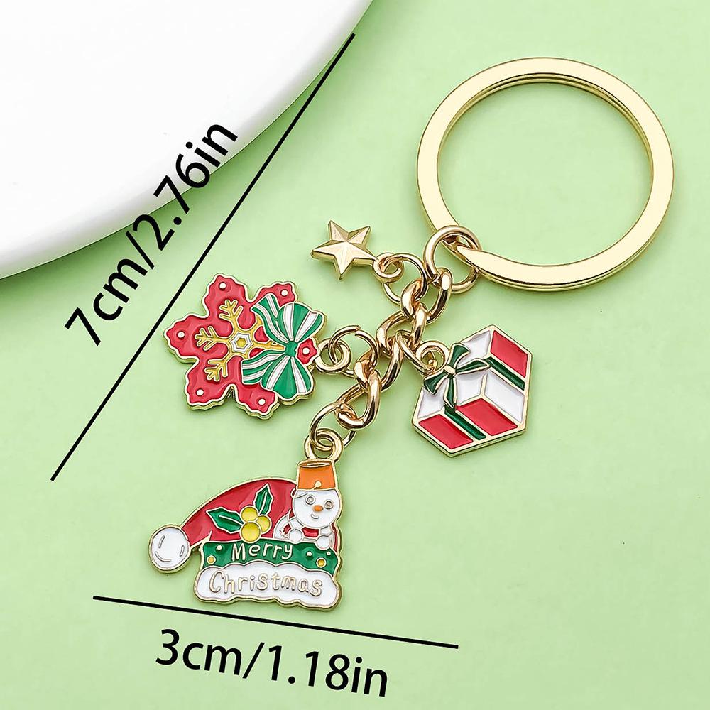 Exquisite Christmas Keychain: Santa, Reindeer, Gift Box, and Bell Ornaments Pendant