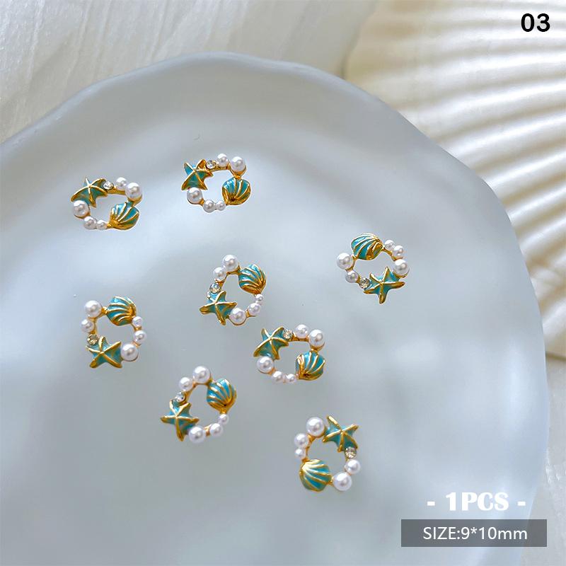 Alloy Pearl Shell Nail Art Supplies Irregular Color Seashell 3D Nail Flakes Seashell Slices Decoration Diy Nail Accessories