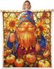 Fall Gnome Throw Blanket Twin Autumn Maple Leaf Fleece Blanket Exotic Style Hippie Dwarf Sherpa Blanket Thanksgiving Harvest