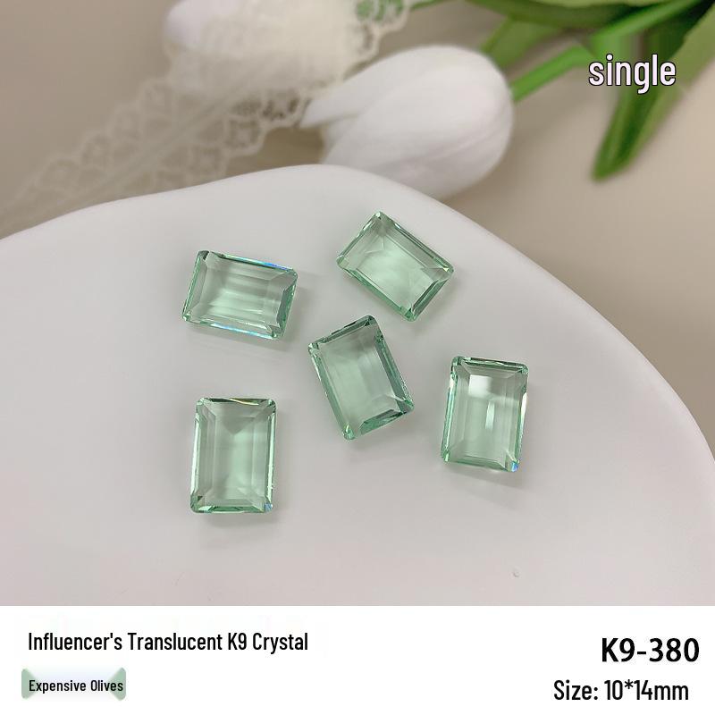 K9 Ice Olive Green & Sea Blue Gem Nail Decorations - Pointed Tip Diamonds