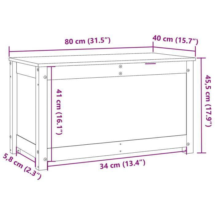 823537 vidaXL Boîte de rangement Marron miel 80x40x45,5 cm Bois massif de pin