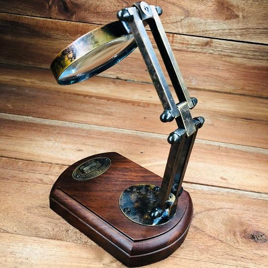 Brass Adjustable Magnifying Glass Vintage Engraved Nautical Table Decor Magnifier