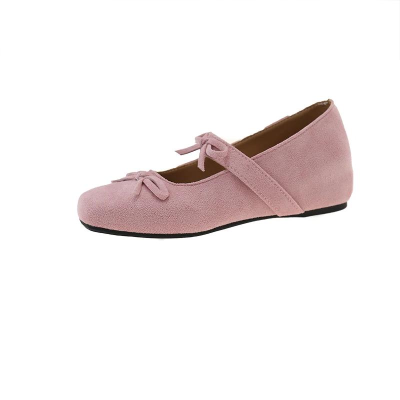 Damen Innenerhöhende Einzelne Schuhe Frühling Quadratische Zehenpartie Flacher Mund Schmetterlingsknoten Fuß Weiche Sohlen Rutschfeste Flache Schuhe
