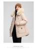 Women's Plus Velvet Fur Collar Parka, Slim-Fit Cotton Padded Jacket, Winter 2024 Collection.