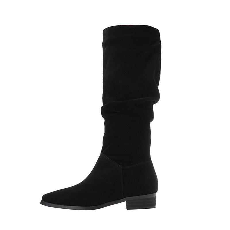Fashion Women Boots Suede Brown Long Boots High Heels Western Cowboy Wrinkled Boots 2024 Fashion Female Designer Shoes Thigh High Boots