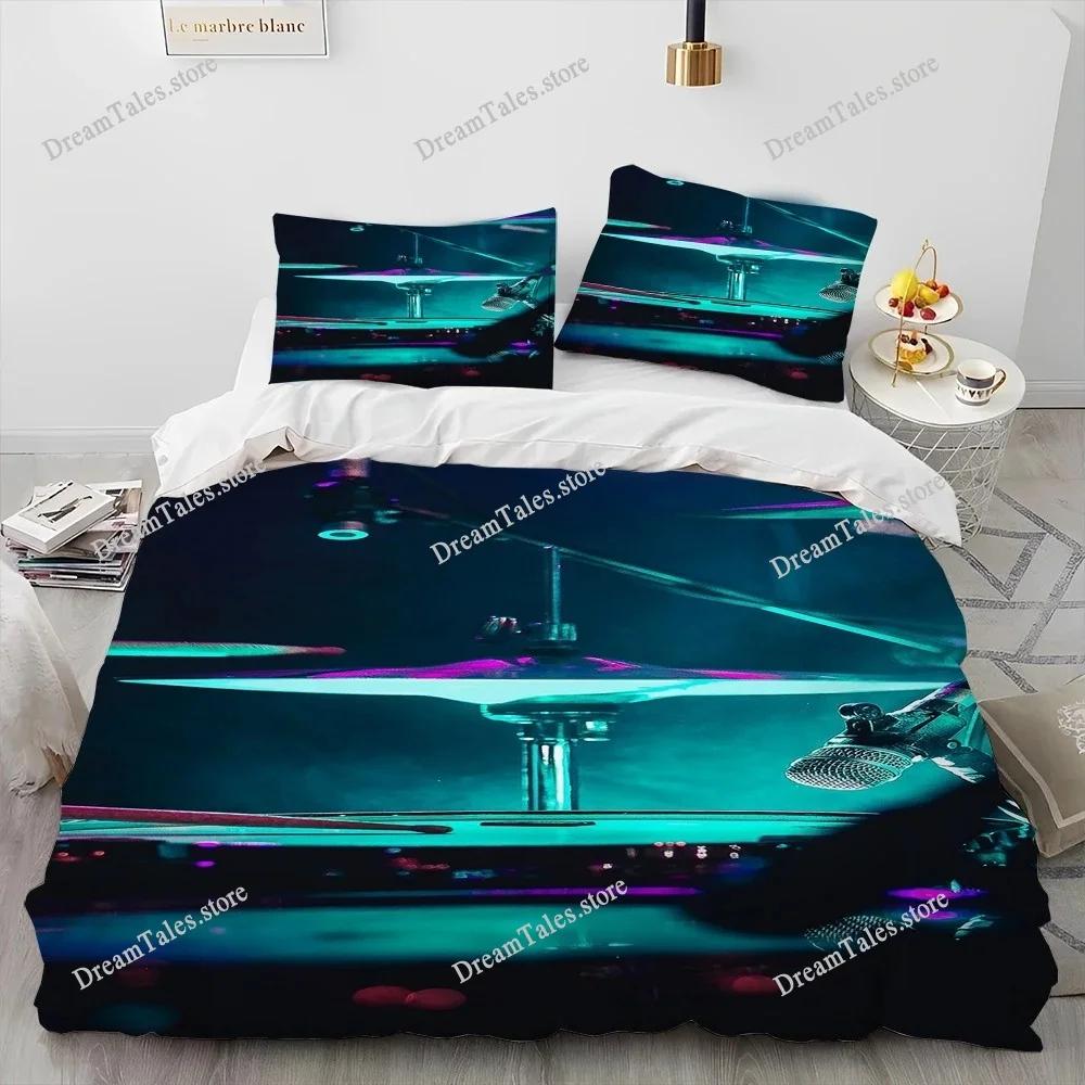 3D Schlagzeug Musikinstrumente Bettdecke Bettwäsche-Set, Bettbezug Bett-Set Steppdeckenbezug Kissenbezug, King Queen Size Bettwäsche-Set Geschenk